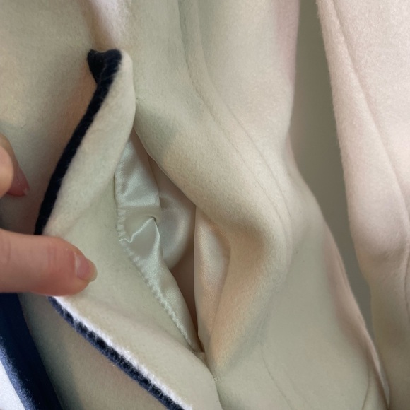 J. Crew Wool Cream Navy Trim Pea Coat Nello Gori Italian Fabric Jacket Womens 2 - Picture 5 of 16